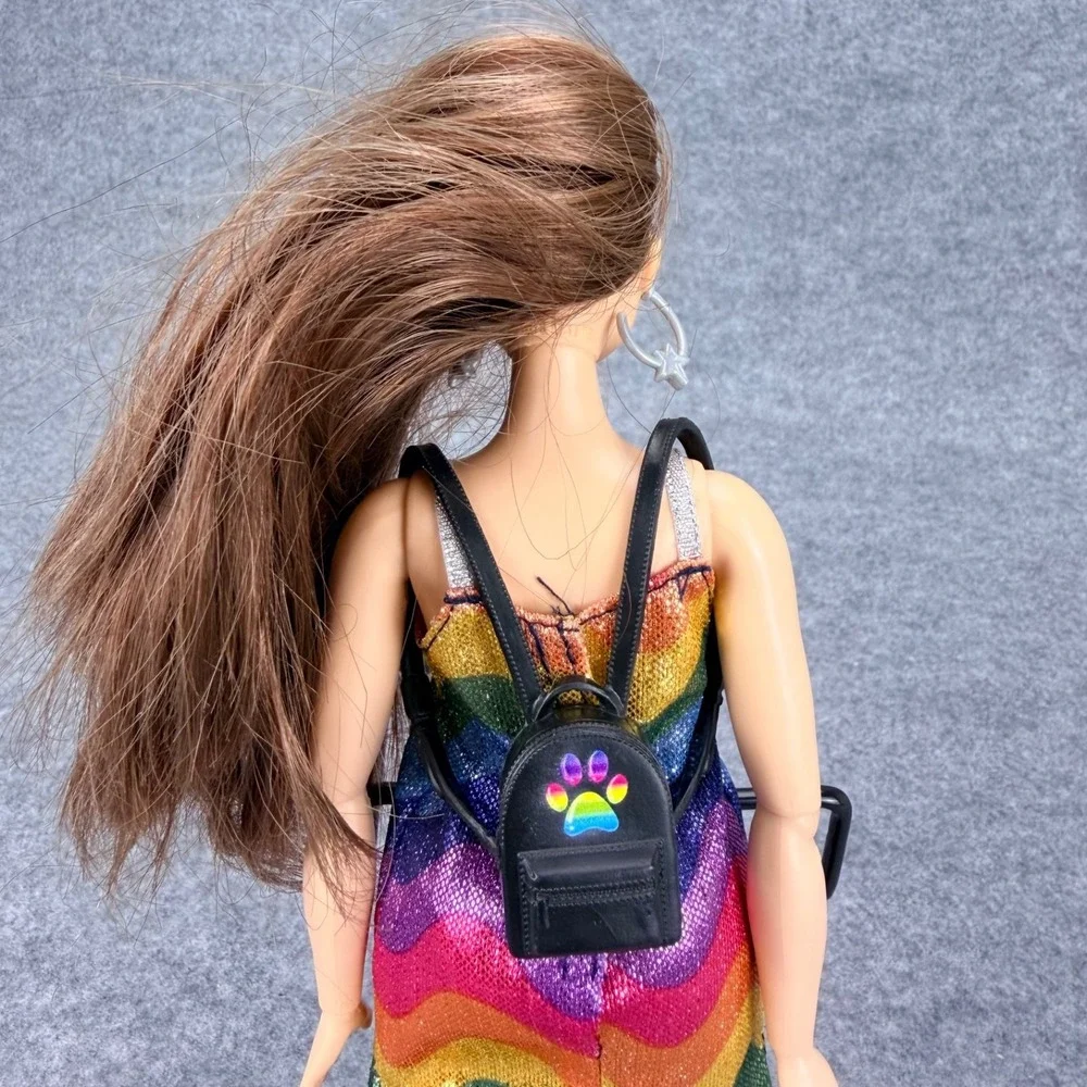2018 Barbie Fashionistas Doll Rainbow Dress Shine Bright Like the Stars Backpack
